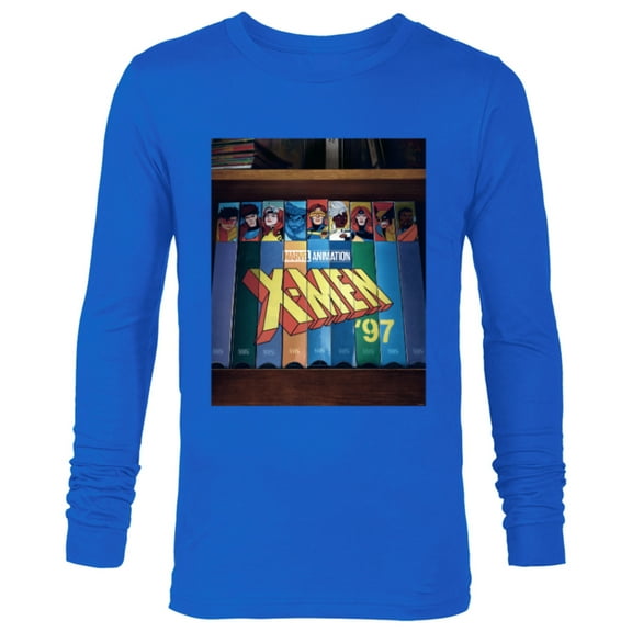 Marvel Studios X-Men ’97 Retro Cartoon VHS Videotapes Lineup- Long Sleeve T-Shirt for Men - Customized-Navy