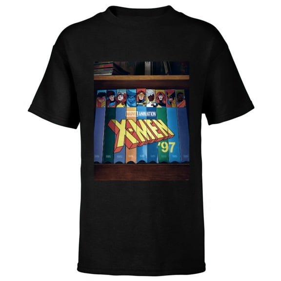 Marvel Studios X-Men ’97 Retro Cartoon VHS Videotapes Lineup- Short Sleeve T-Shirt for Kids - Customized-Black