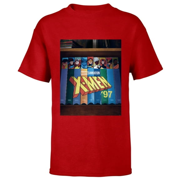 Marvel Studios X-Men ’97 Retro Cartoon VHS Videotapes Lineup- Short Sleeve T-Shirt for Kids - Customized-Red