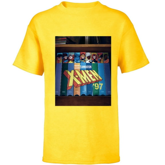 Marvel Studios X-Men ’97 Retro Cartoon VHS Videotapes Lineup- Short Sleeve T-Shirt for Kids - Customized-Yellow