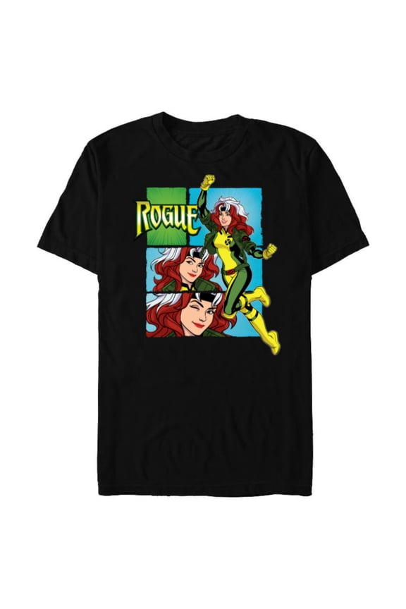 Studios X-Men ’97 Rogue Wink Logo & Action Panels- Short Sleeve Blended T-Shirt for Adults - Customized-Black