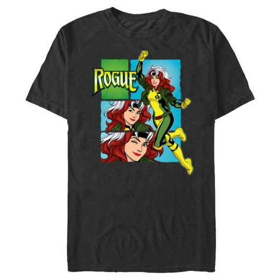 Marvel Studios X-Men ’97 Rogue Wink Logo & Action Panels- Short Sleeve Blended T-Shirt for Adults - Customized-Dark Heather