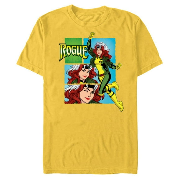 Marvel Studios X-Men ’97 Rogue Wink Logo & Action Panels- Short Sleeve Blended T-Shirt for Adults - Customized-Yellow