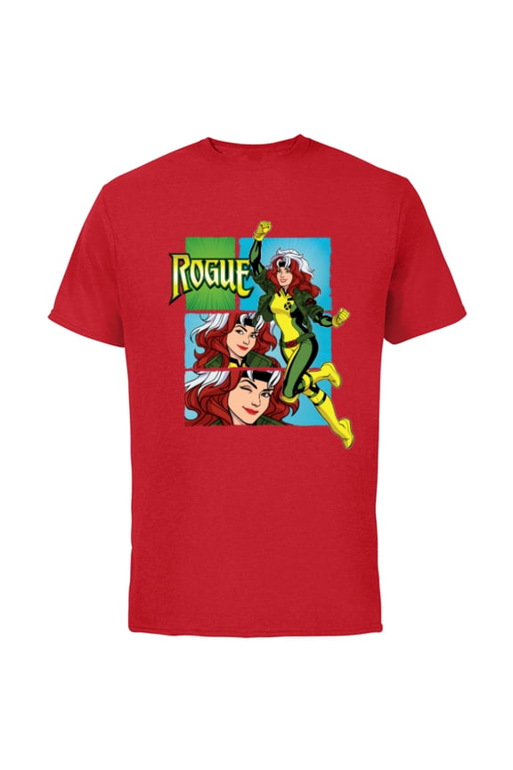 Studios X-Men ’97 Rogue Wink Logo & Action Panels- Short Sleeve Cotton T-Shirt for Adults - Customized-Red
