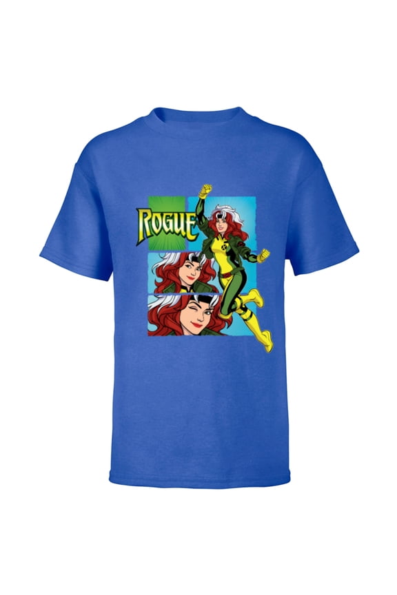 Studios X-Men ’97 Rogue Wink Logo & Action Panels- Short Sleeve T-Shirt for Kids - Customized-Royal