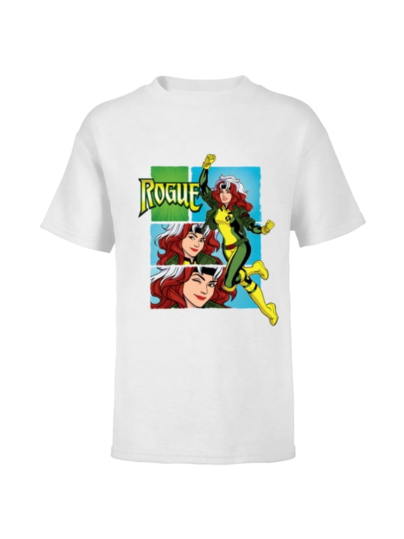 Studios X-Men ’97 Rogue Wink Logo & Action Panels- Short Sleeve T-Shirt for Kids - Customized-White