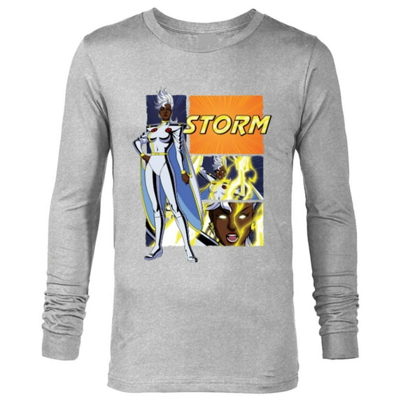 Marvel Studios X-Men ’97 Storm Lightning Logo Action Panels- Long Sleeve T-Shirt for Men - Customized-Athletic Heather