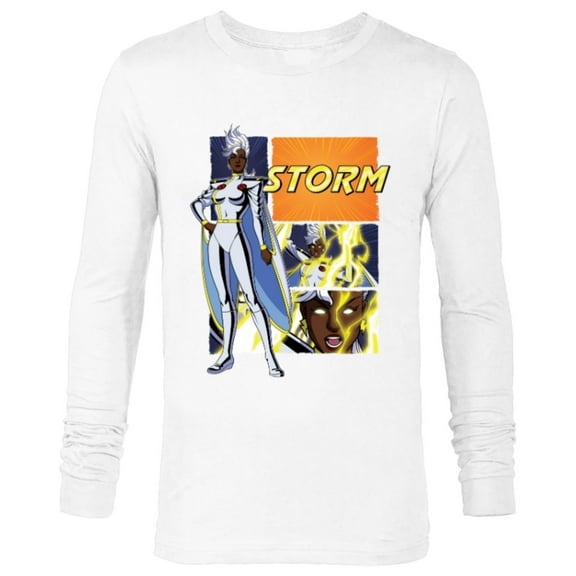Marvel Studios X-Men ’97 Storm Lightning Logo Action Panels- Long Sleeve T-Shirt for Men - Customized-White