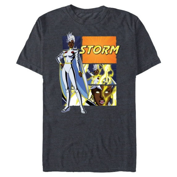 Marvel Studios X-Men ’97 Storm Lightning Logo Action Panels- Short Sleeve Blended T-Shirt for Adults - Customized-Navy Heather