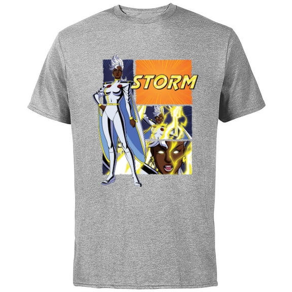Marvel Studios X-Men ’97 Storm Lightning Logo Action Panels- Short Sleeve Cotton T-Shirt for Adults - Customized-Athletic Heather