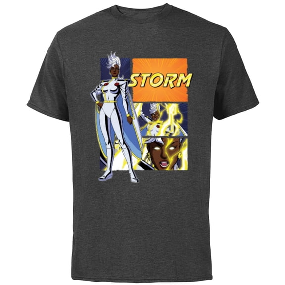 Marvel Studios X-Men ’97 Storm Lightning Logo Action Panels- Short Sleeve Cotton T-Shirt for Adults - Customized-Charcoal