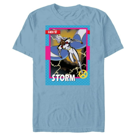Marvel Studios X-Men ’97 Storm Retro Trading Card- Short Sleeve Blended T-Shirt for Adults - Customized-Ocean Blue