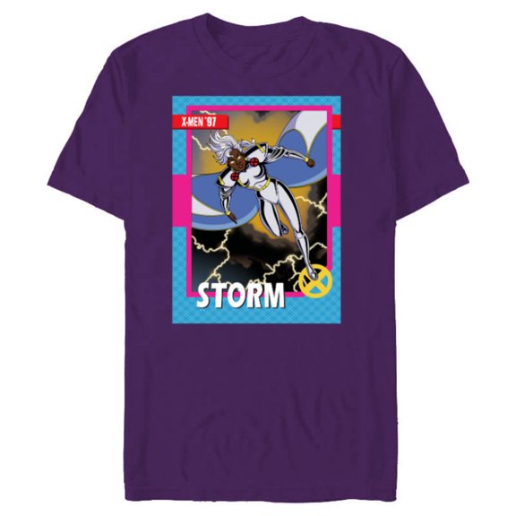 Marvel Studios X-Men ’97 Storm Retro Trading Card- Short Sleeve Blended T-Shirt for Adults - Customized-Purple