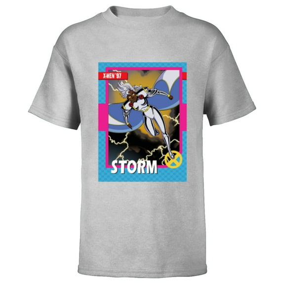 Marvel Studios X-Men ’97 Storm Retro Trading Card- Short Sleeve T-Shirt for Kids - Customized-Athletic Heather