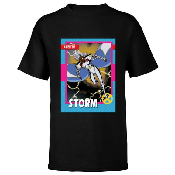 Marvel Studios X-Men ’97 Storm Retro Trading Card- Short Sleeve T-Shirt for Kids - Customized-Black