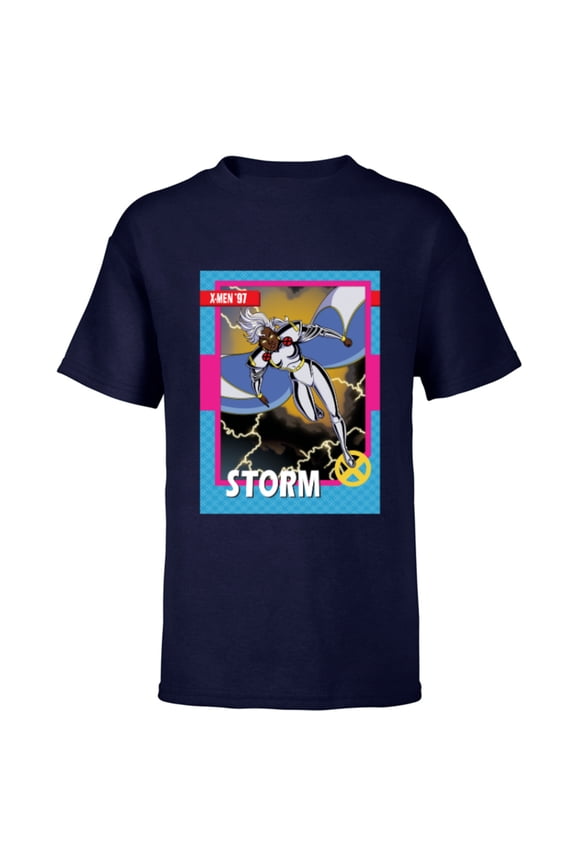 Studios X-Men ’97 Storm Retro Trading Card- Short Sleeve T-Shirt for Kids - Customized-Navy