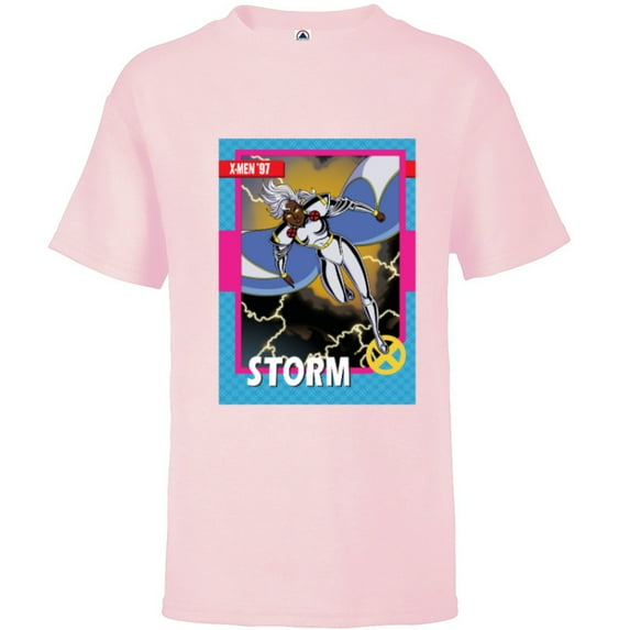 Marvel Studios X-Men ’97 Storm Retro Trading Card- Short Sleeve T-Shirt for Kids - Customized-Soft Pink