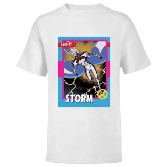 Marvel Studios X-Men ’97 Storm Retro Trading Card- Short Sleeve T-Shirt for Kids - Customized-White