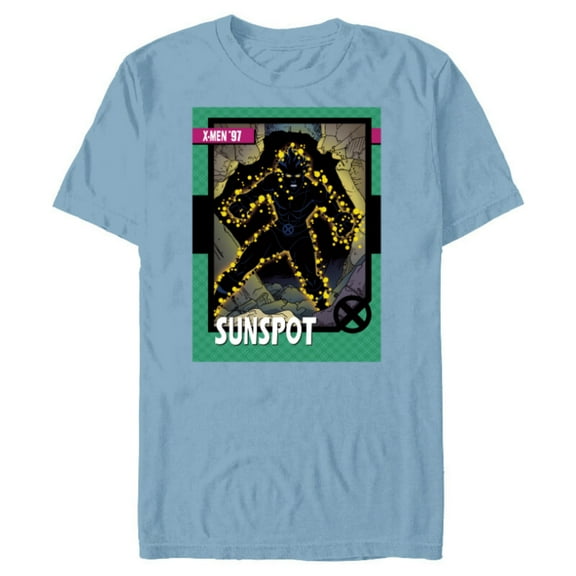 Marvel Studios X-Men ’97 Sunspot Retro Trading Card- Short Sleeve Blended T-Shirt for Adults - Customized-Ocean Blue