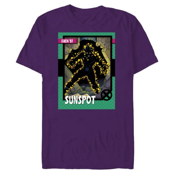 Marvel Studios X-Men ’97 Sunspot Retro Trading Card- Short Sleeve Blended T-Shirt for Adults - Customized-Purple