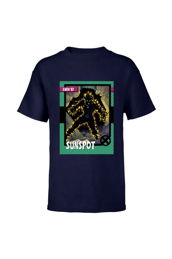 Studios X-Men ’97 Sunspot Retro Trading Card- Short Sleeve T-Shirt for Kids - Customized-Navy