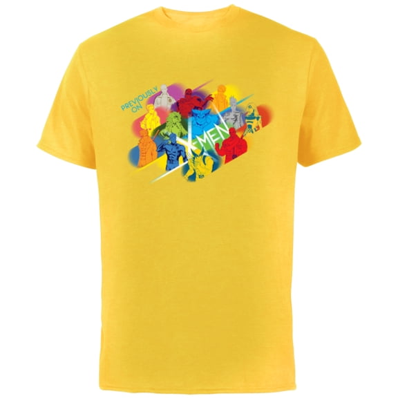 Marvel Studios X-Men ’97 Team Previously on X-Men Bold Color - Short Sleeve Cotton T-Shirt for Adults - Customized-Yellow
