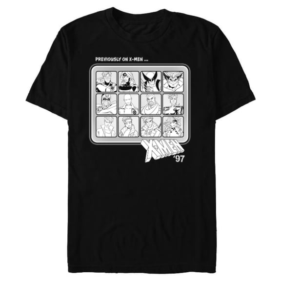 Marvel Studios X-Men ’97 Team Previously on X-Men Monochrome - Short Sleeve Blended T-Shirt for Adults - Customized-Black