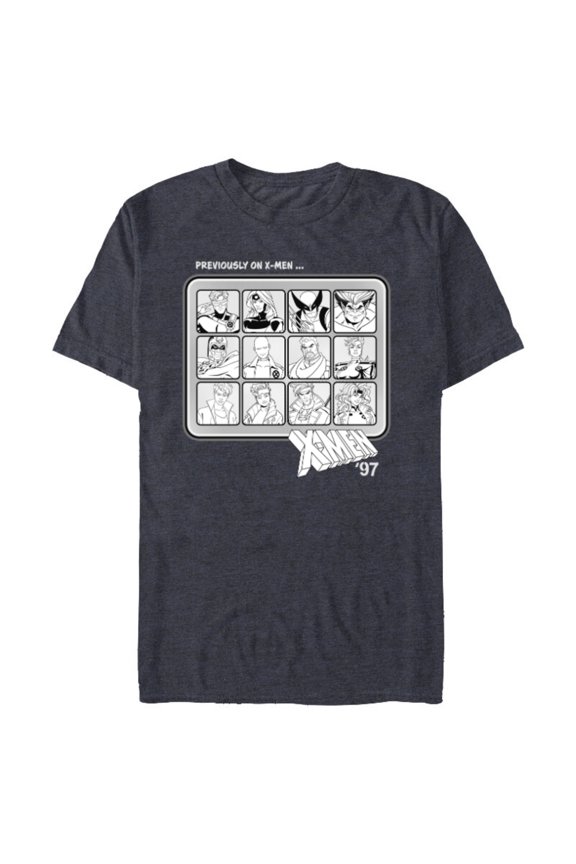 Studios X-Men ’97 Team Previously on X-Men Monochrome - Short Sleeve Blended T-Shirt for Adults - Customized-Navy Heather