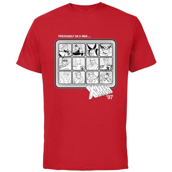 Marvel Studios X-Men ’97 Team Previously on X-Men Monochrome - Short Sleeve Cotton T-Shirt for Adults - Customized-Red
