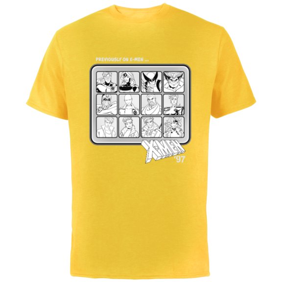 Marvel Studios X-Men ’97 Team Previously on X-Men Monochrome - Short Sleeve Cotton T-Shirt for Adults - Customized-Yellow