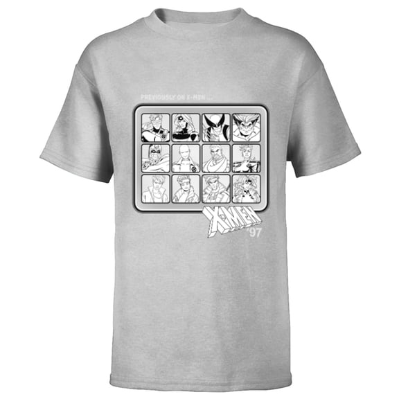 Marvel Studios X-Men ’97 Team Previously on X-Men Monochrome - Short Sleeve T-Shirt for Kids - Customized-Athletic Heather