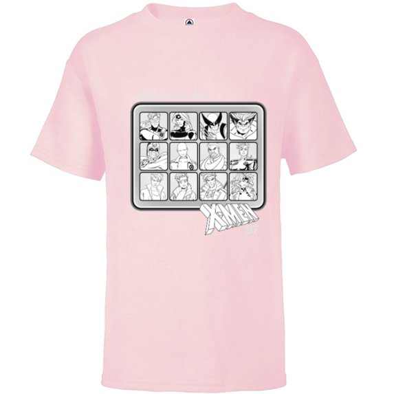Marvel Studios X-Men ’97 Team Previously on X-Men Monochrome - Short Sleeve T-Shirt for Kids - Customized-Soft Pink