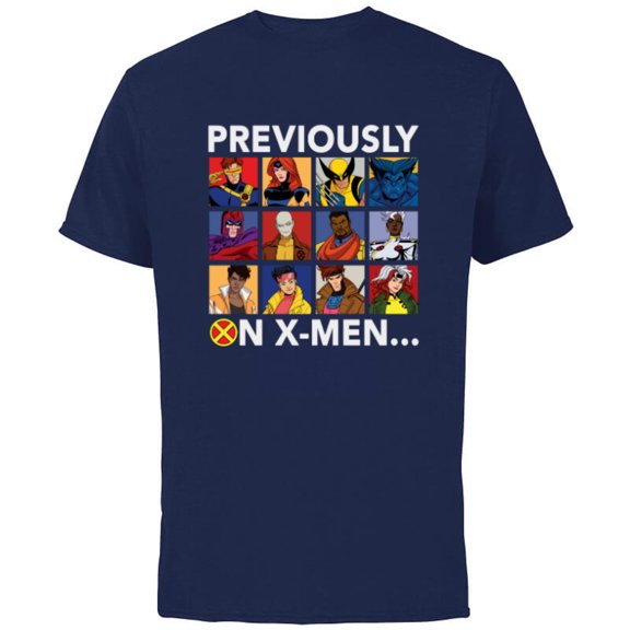 Marvel Studios X-Men ’97 Team Previously on X-Men - Short Sleeve Cotton T-Shirt for Adults - Customized-Navy