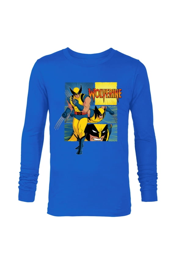 Studios X-Men ’97 Wolverine Claws Logo Action Panels- Long Sleeve T-Shirt for Men - Customized-Navy