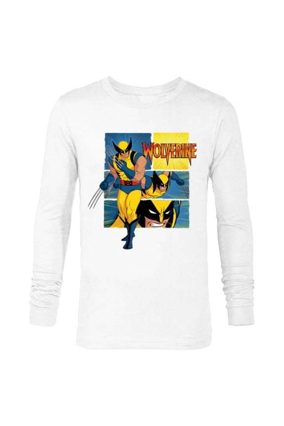 Studios X-Men ’97 Wolverine Claws Logo Action Panels- Long Sleeve T-Shirt for Men - Customized-White