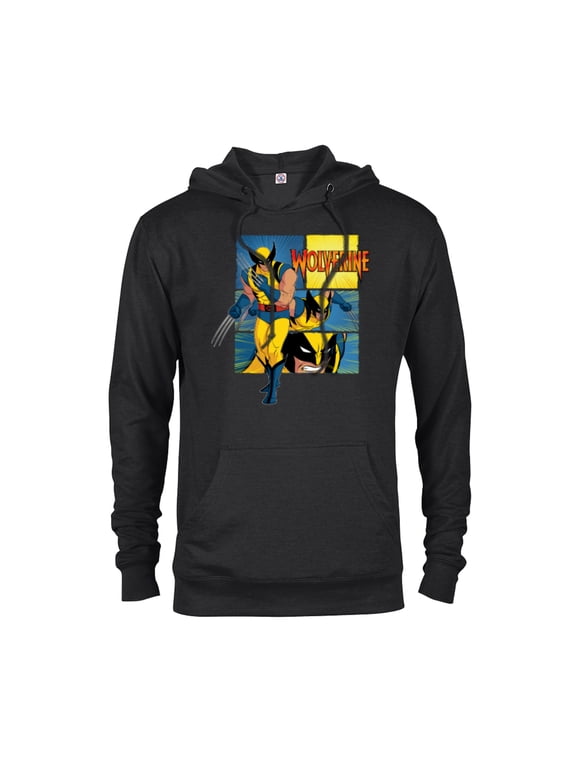Studios X-Men ’97 Wolverine Claws Logo Action Panels- Pullover Hoodie for Adults - Customized-Black