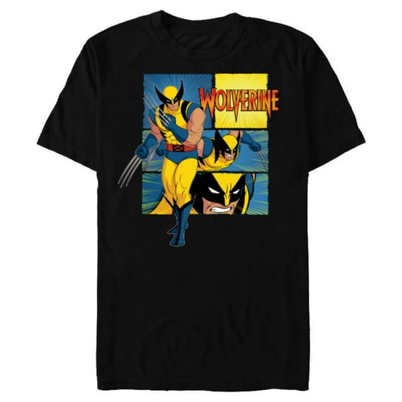 Marvel Studios X-Men ’97 Wolverine Claws Logo Action Panels- Short Sleeve Blended T-Shirt for Adults - Customized-Black