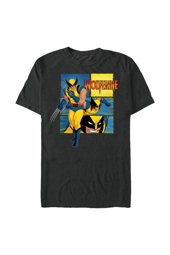Studios X-Men ’97 Wolverine Claws Logo Action Panels- Short Sleeve Blended T-Shirt for Adults - Customized-Dark Heather