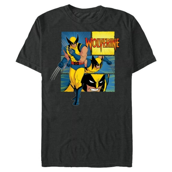 Marvel Studios X-Men ’97 Wolverine Claws Logo Action Panels- Short Sleeve Blended T-Shirt for Adults - Customized-Dark Heather