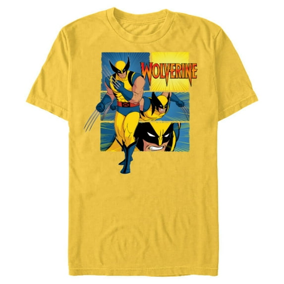 Marvel Studios X-Men ’97 Wolverine Claws Logo Action Panels- Short Sleeve Blended T-Shirt for Adults - Customized-Yellow