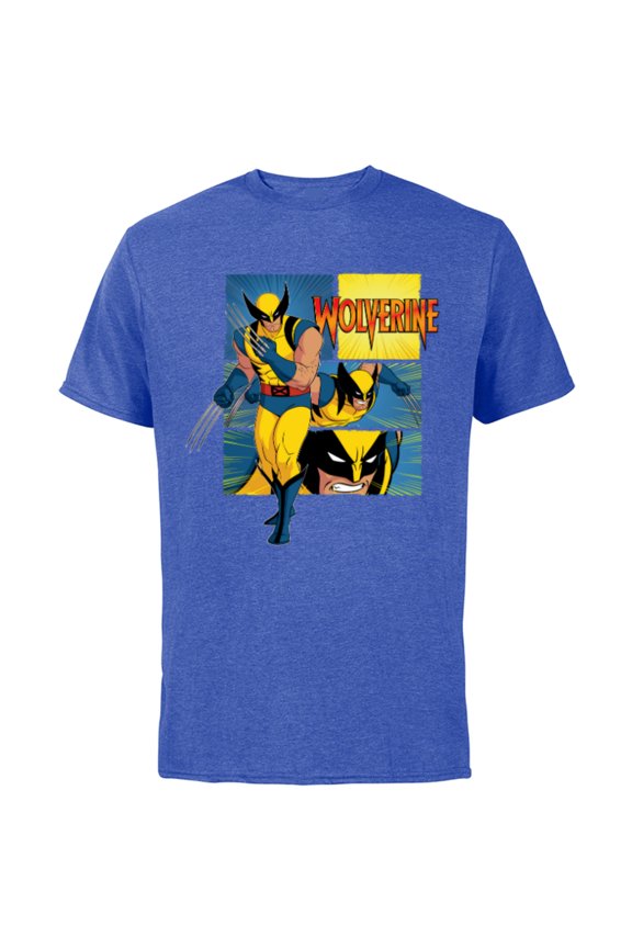 Studios X-Men ’97 Wolverine Claws Logo Action Panels- Short Sleeve Cotton T-Shirt for Adults - Customized-Royal Heather