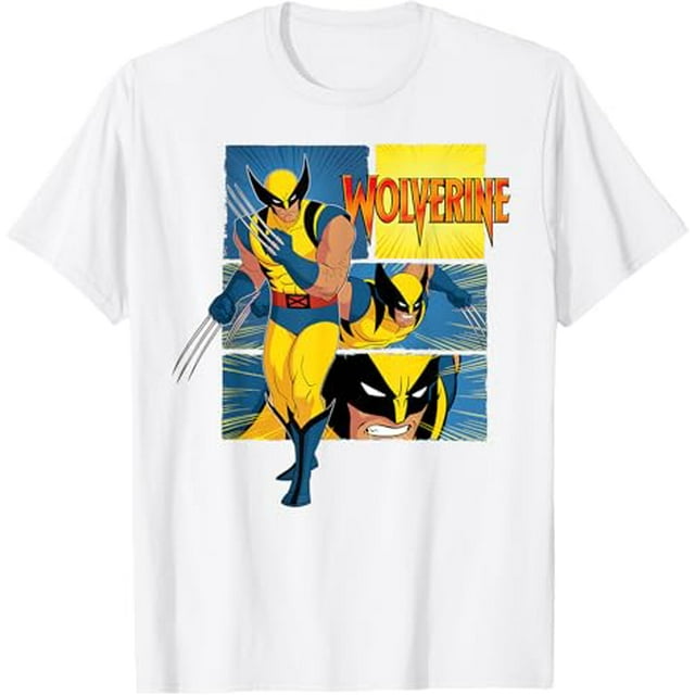 Marvel Studios XMen ’97 Wolverine Claws Logo Action Panels TShirt