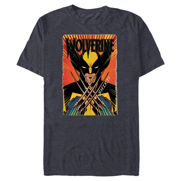 Marvel Studios X-Men ’97 Wolverine Claws Snikt Retro Vintage - Short Sleeve Blended T-Shirt for Adults - Customized-Navy Heather