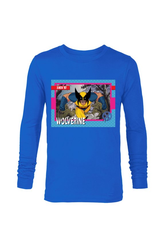 Studios X-Men ’97 Wolverine Retro Trading Card- Long Sleeve T-Shirt for Men - Customized-Navy