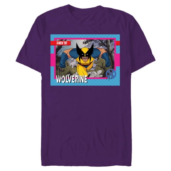 Marvel Studios X-Men ’97 Wolverine Retro Trading Card- Short Sleeve Blended T-Shirt for Adults - Customized-Purple