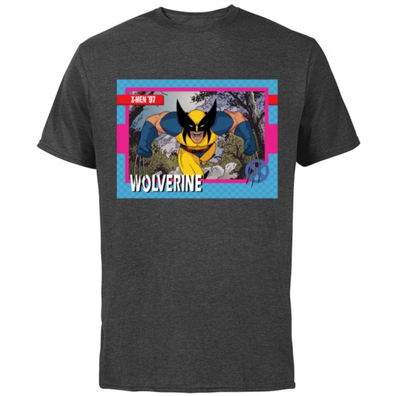 Marvel Studios X-Men ’97 Wolverine Retro Trading Card- Short Sleeve Cotton T-Shirt for Adults - Customized-Charcoal