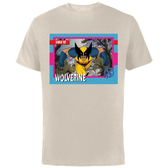 Marvel Studios X-Men ’97 Wolverine Retro Trading Card- Short Sleeve Cotton T-Shirt for Adults - Customized-Natural