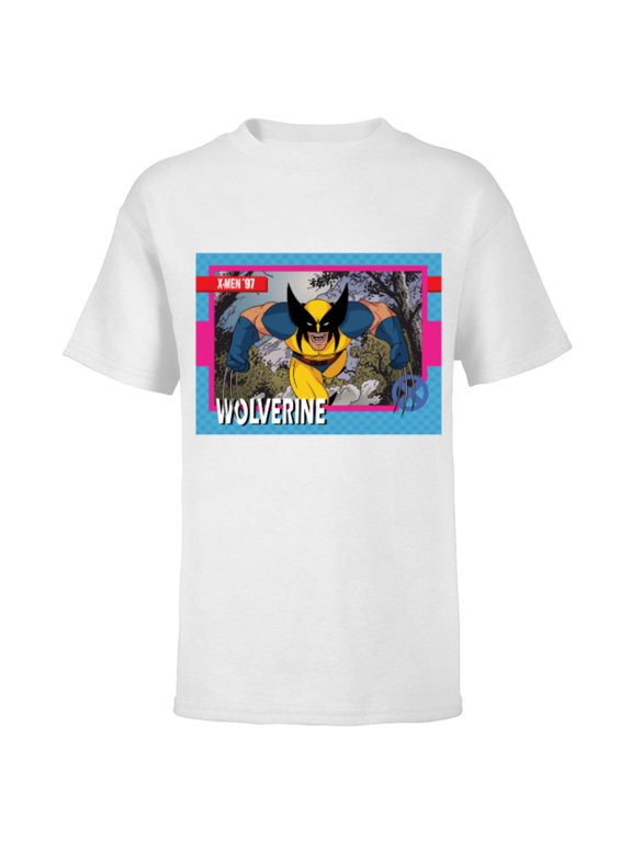 Studios X-Men ’97 Wolverine Retro Trading Card- Short Sleeve T-Shirt for Kids - Customized-White