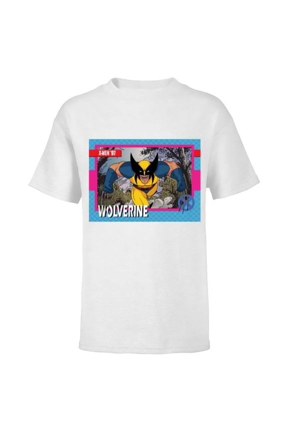 Studios X-Men ’97 Wolverine Retro Trading Card- Short Sleeve T-Shirt for Kids - Customized-White