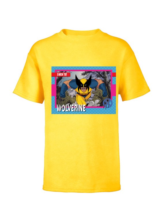 Studios X-Men ’97 Wolverine Retro Trading Card- Short Sleeve T-Shirt for Kids - Customized-Yellow
